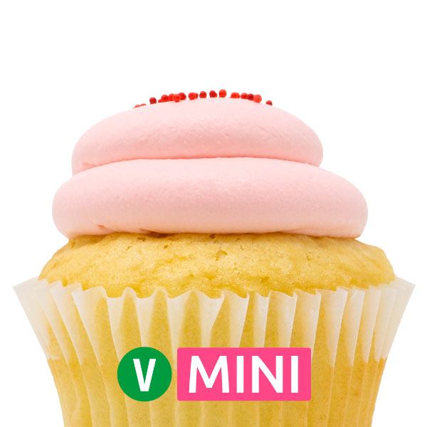 Vegan White with Strawberry Mousse Mini Cupcakes - Dozen