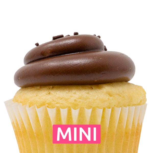White with Chocolate Fudge Mini Cupcakes - Dozen