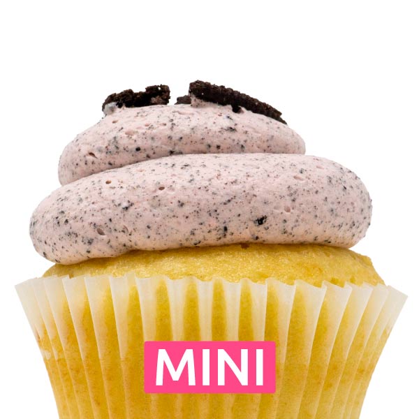 White with Strawberry Oreo Mousse Mini Cupcakes - Dozen