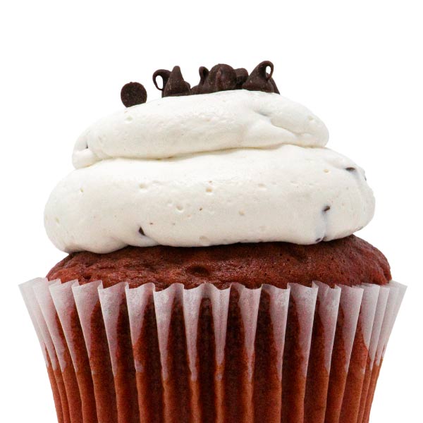 Red Velvet with Chocolate Chip Mousse Cupcake