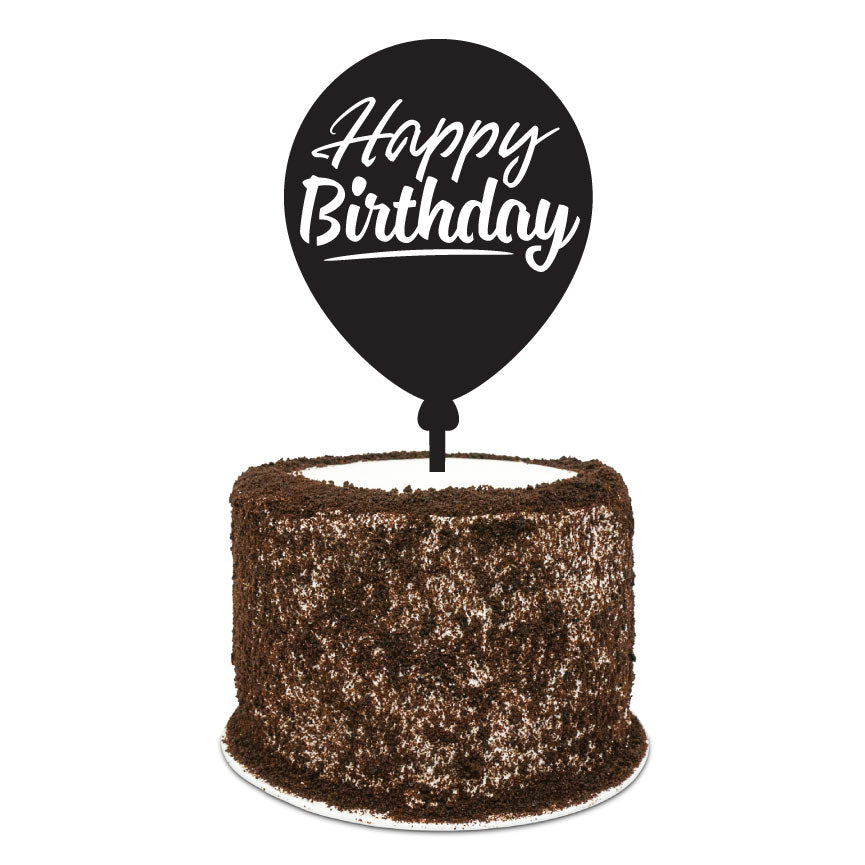 Happy Birthday Balloon Cake Topper - Solid Style