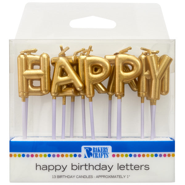 Gold Happy Birthday Candles
