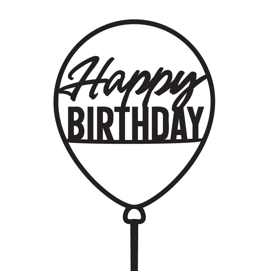 Happy Birthday Balloon Cake Topper - Open Style