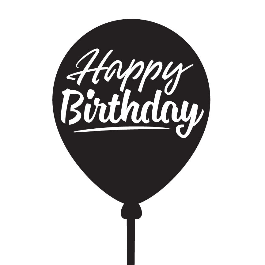 Happy Birthday Balloon Cake Topper - Solid Style