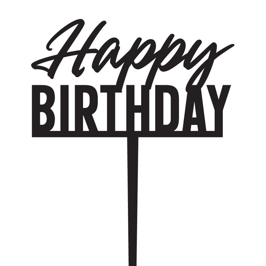 Happy Birthday Cake Topper - Block Text