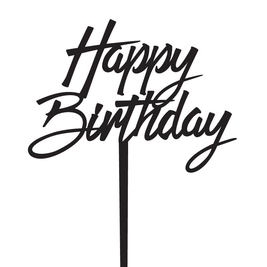 Happy Birthday Cake Topper - Script Text