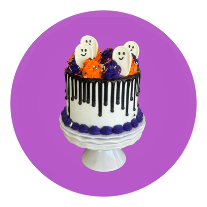 Ghostly Drip Halloween Cake