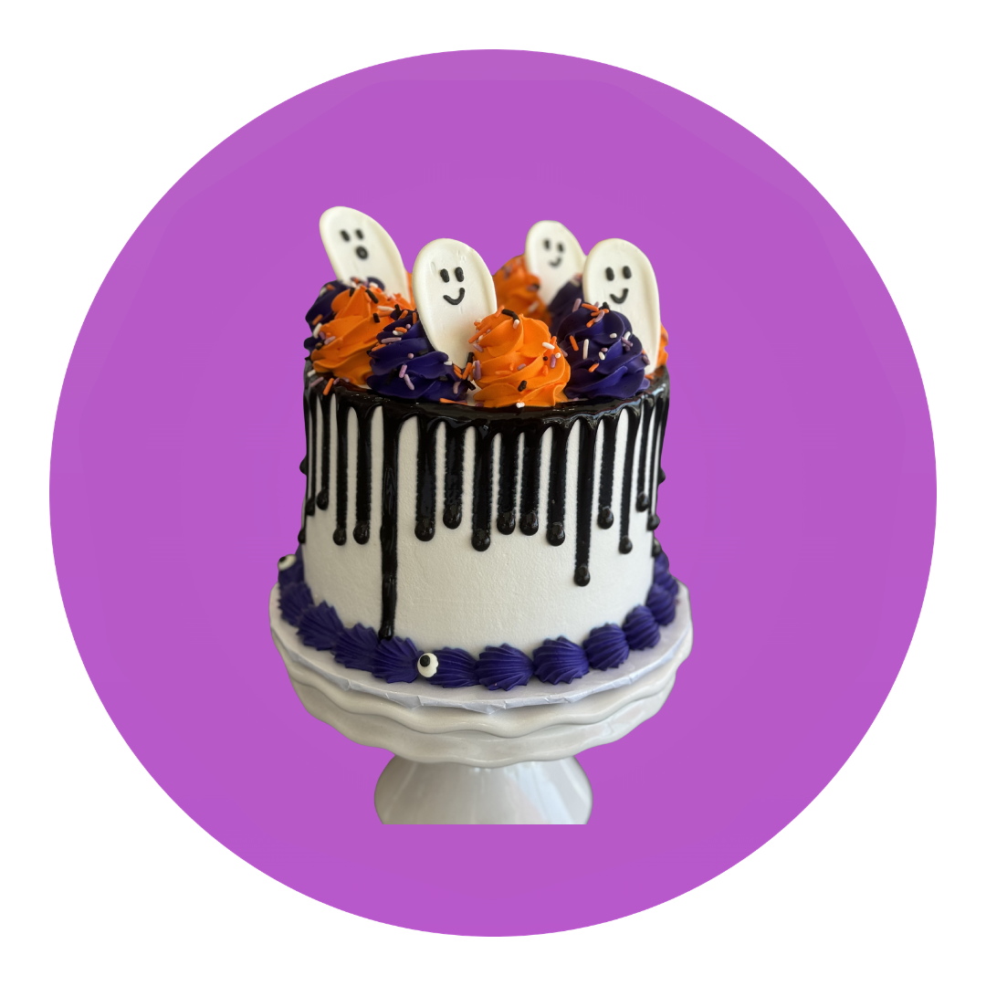 Ghostly Drip Halloween Cake