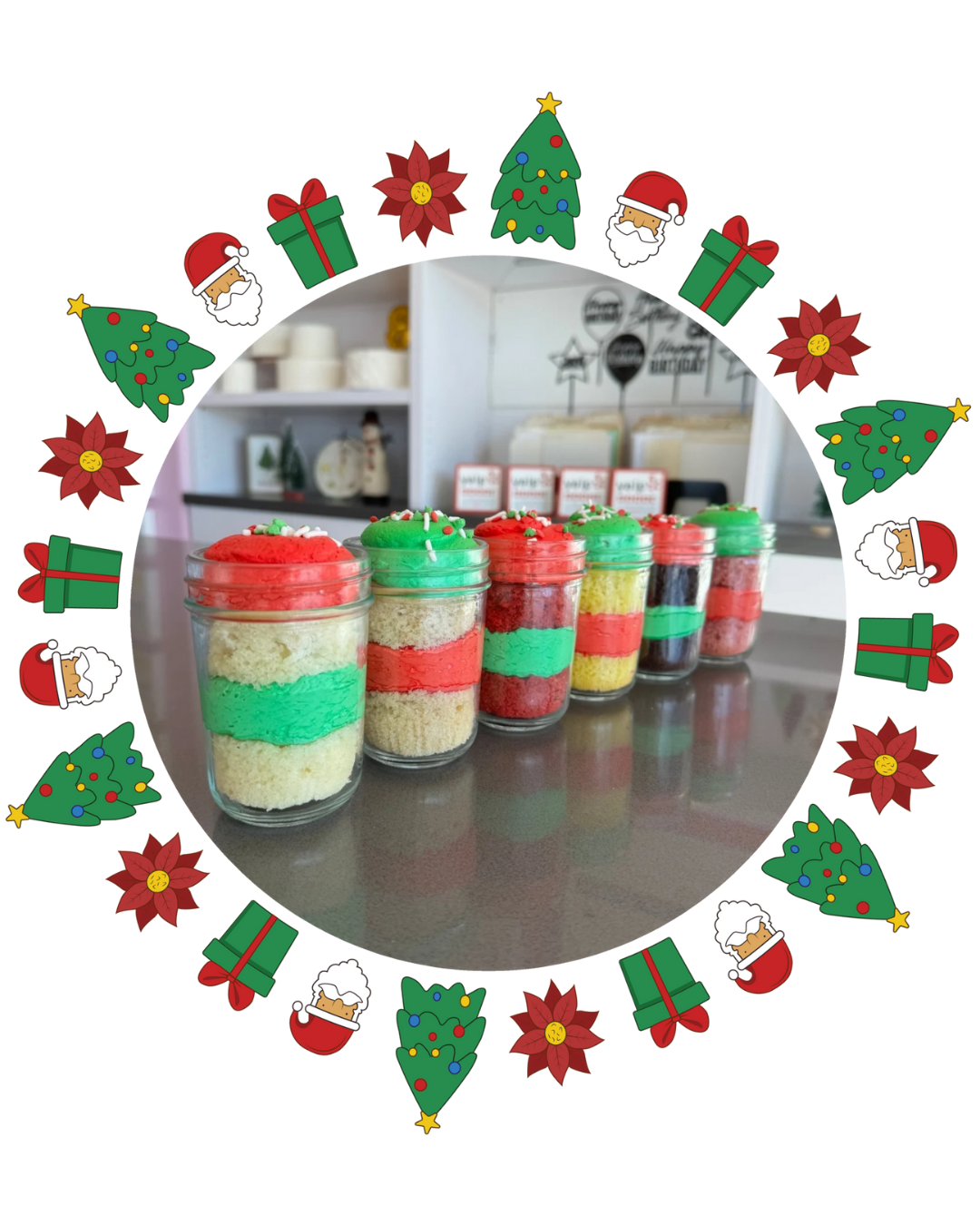 Christmas Cake Jars 6pc