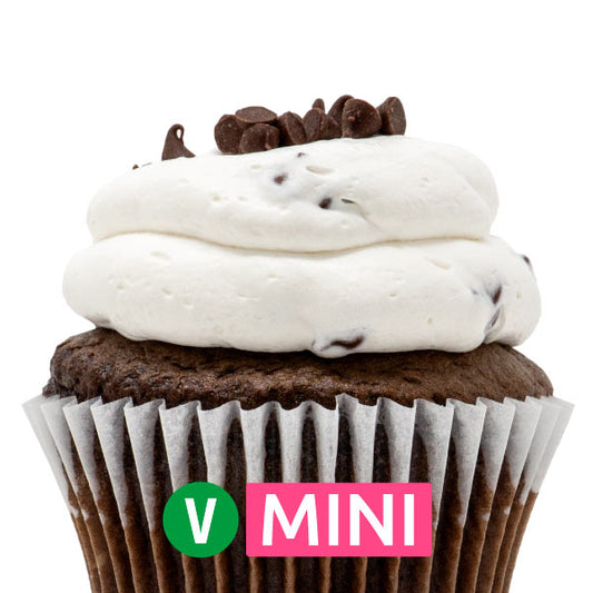 Vegan Chocolate with Chocolate Chip Mousse Mini Cupcakes - Dozen