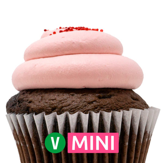 Vegan Chocolate with Strawberry Mousse Mini Cupcakes - Dozen