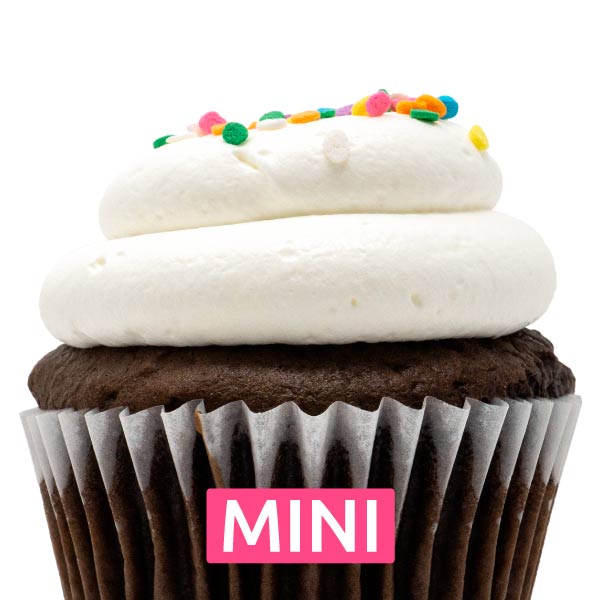 Chocolate with Vanilla Mousse Mini Cupcakes - Dozen