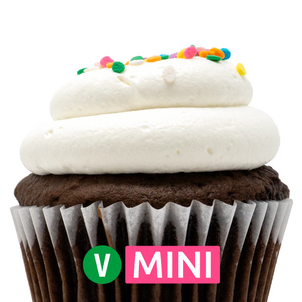 Vegan Chocolate with Vanilla Mousse Mini Cupcakes - Dozen