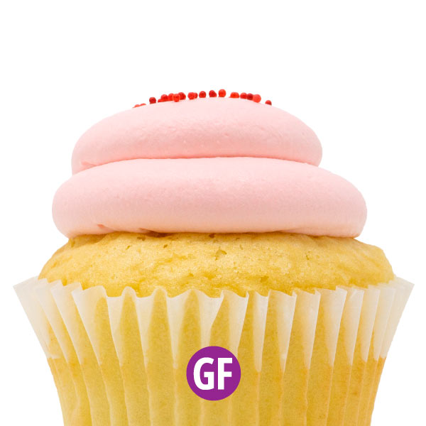 Gluten-Free - White with Strawberry Mousse Cupcake