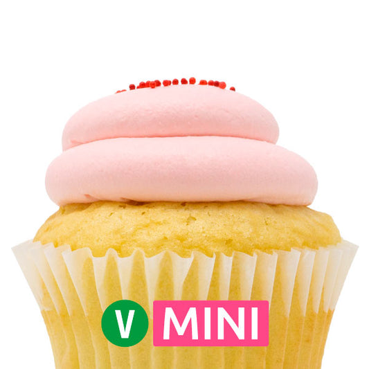Vegan White with Strawberry Mousse Mini Cupcakes - Dozen