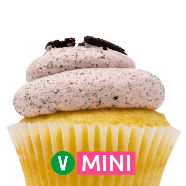 Vegan White with Strawberry Oreo Mousse Mini Cupcakes - Dozen