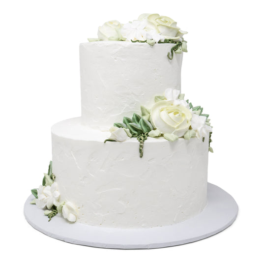 Smooth Texture with Icing Flowers - 2 Tier Gluten-Free Cake