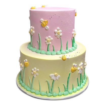 Bees and Flowers 2 Tier Vegan Cake