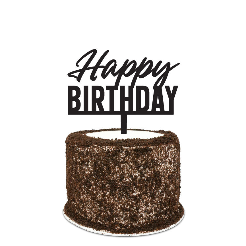 Happy Birthday Cake Topper - Block Text