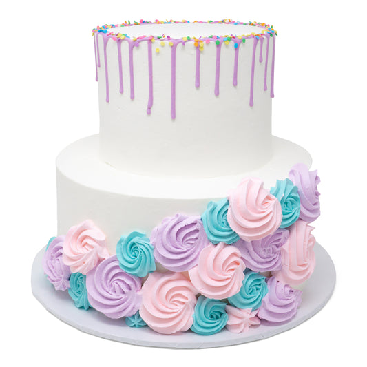 Rosette with Drip 2 Tier Gluten-Free Cake